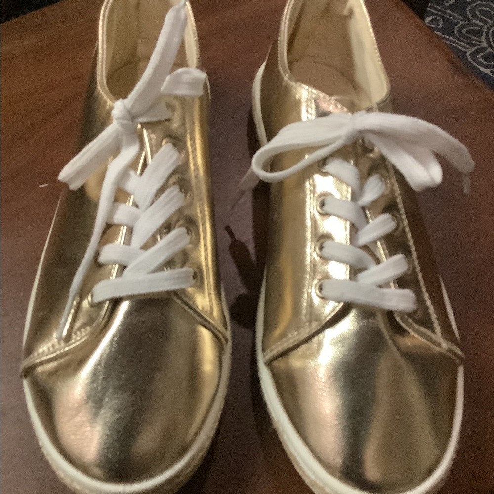 BAMBOO Gold Women's Sneakers with White Laces
